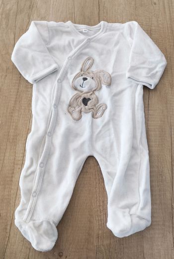 Pyjama grenouillère velours blanc taille 3 mois