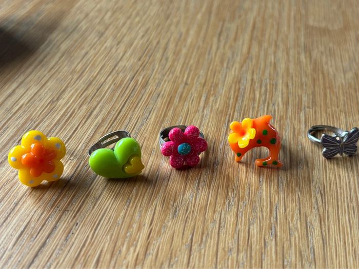 Lot de 5 bagues fille fantaisie