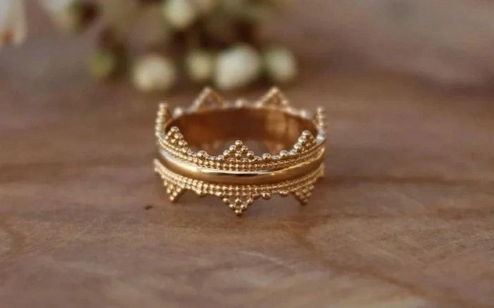 Bague couronne plaqué or 18k taille 56 neuve - photo numéro 2