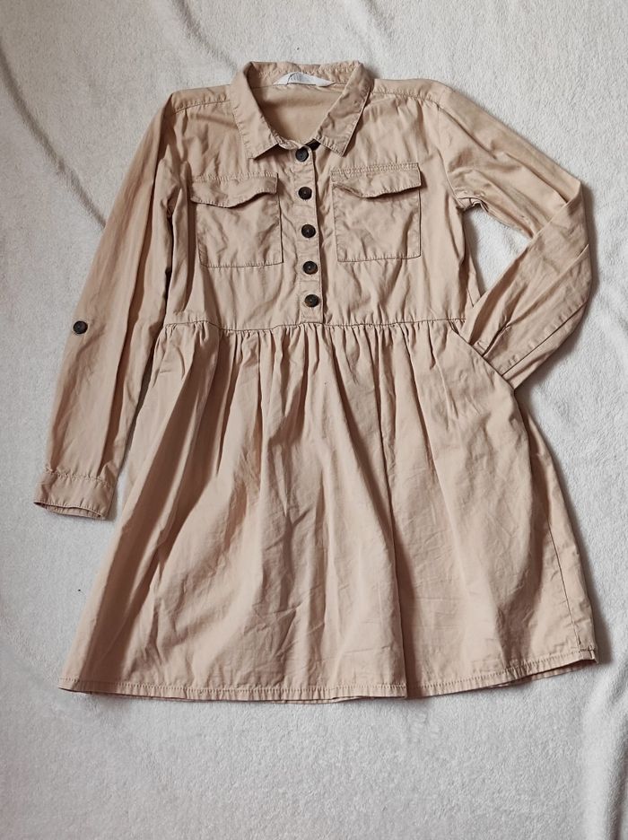 Robe chemise beige en coton 8-9ans - photo numéro 3