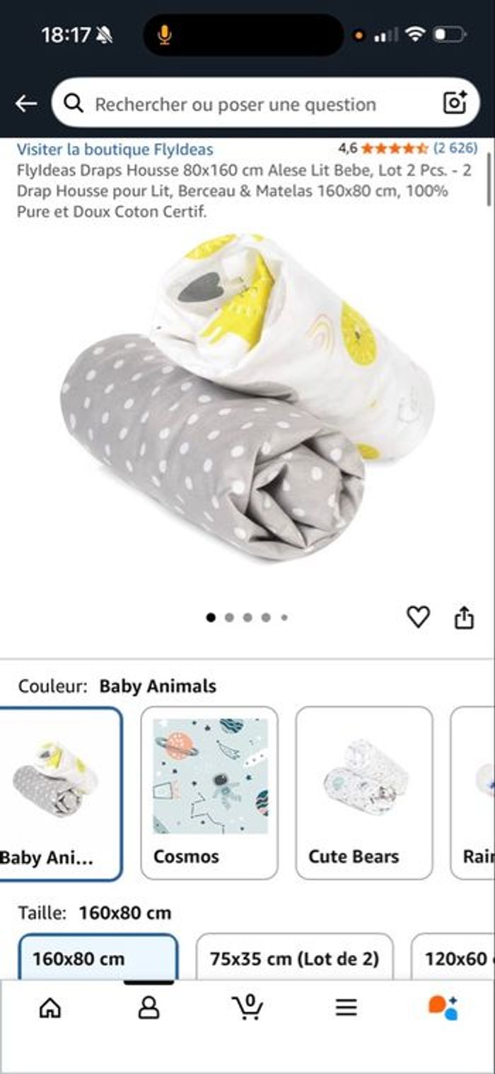 Lot 2 draps housse 80x160 cm - photo numéro 1