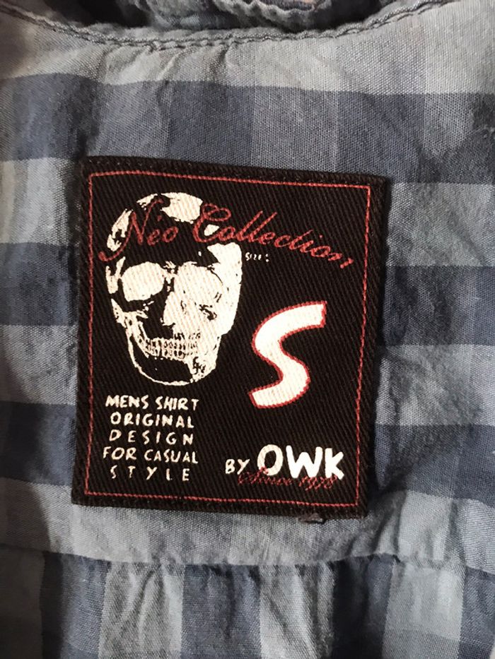 Chemise manches courtes à capuche à carreaux bleus - photo numéro 2