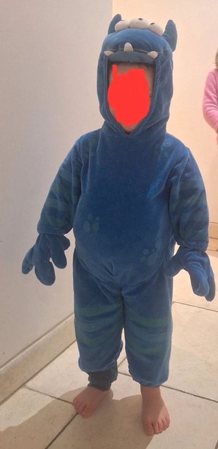 Costume de monstre bleu bébé enfant 1an