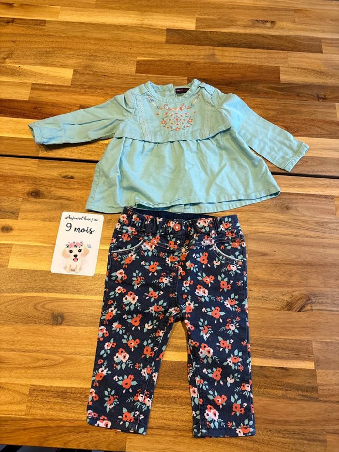 Ensemble turquoise fleurs