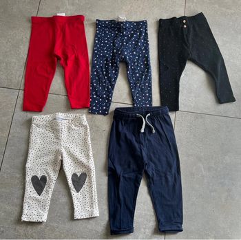 Lot 5 pantalons fins bébé fille 18mois 80cm Kiabi mot d’enfants Primark