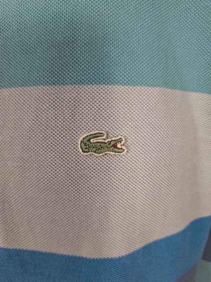 Polo lacoste manche longue multicolore - taille L homme brodé (373) - photo numéro 4