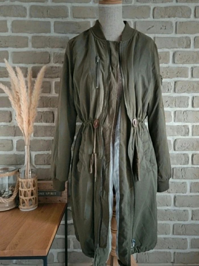 Parka longue kaki Stradivarius S 36 - photo numéro 10