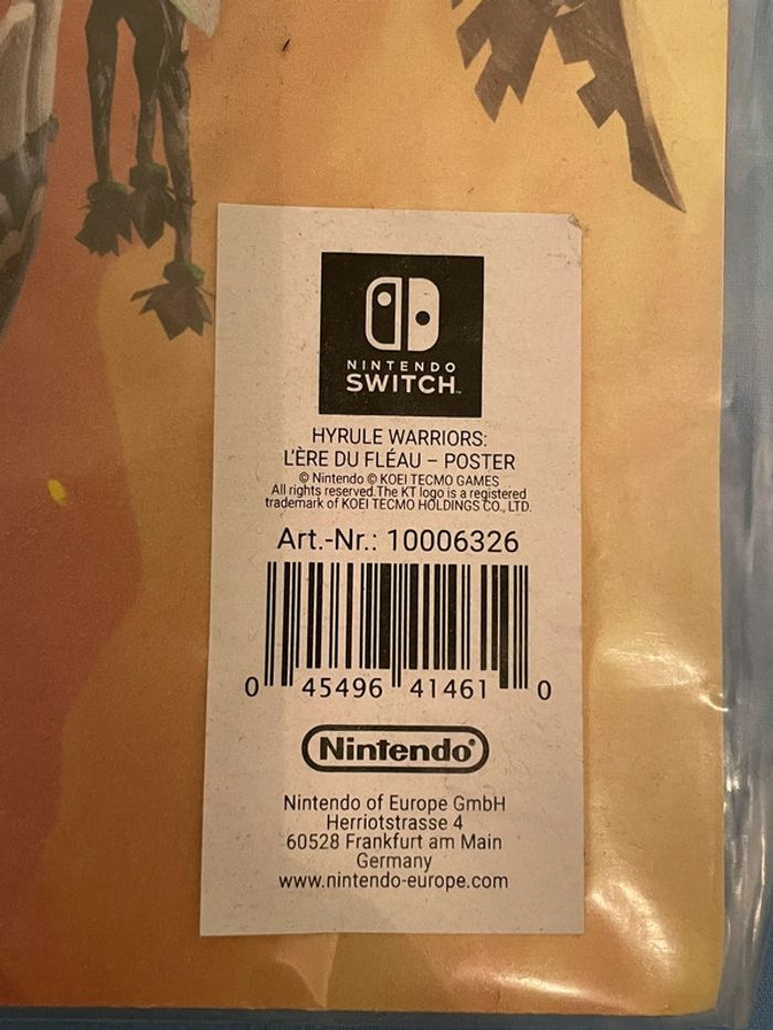 X1 Poster Zelda Hyrule Warriors Nintendo Switch [ NEUF ] - photo numéro 2