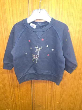 Sweat bébé garçon bleu marine – motif renne et étoiles