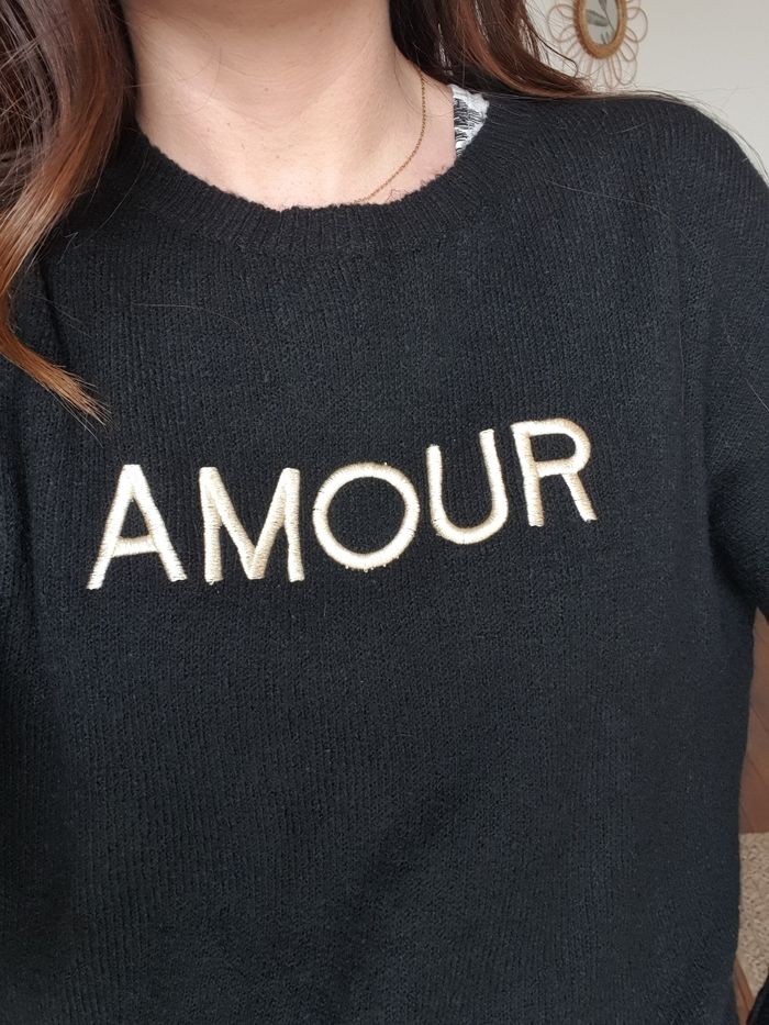 Pull Amour noir/doré oversize Taille unique - photo numéro 5