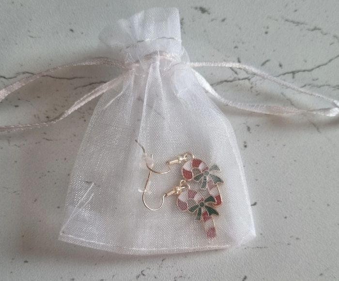 Paire de boucles d'oreilles sucre d'orge noël - photo numéro 5