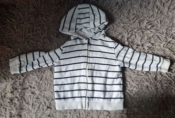 Gilet zippé rayé à capuche 18mois