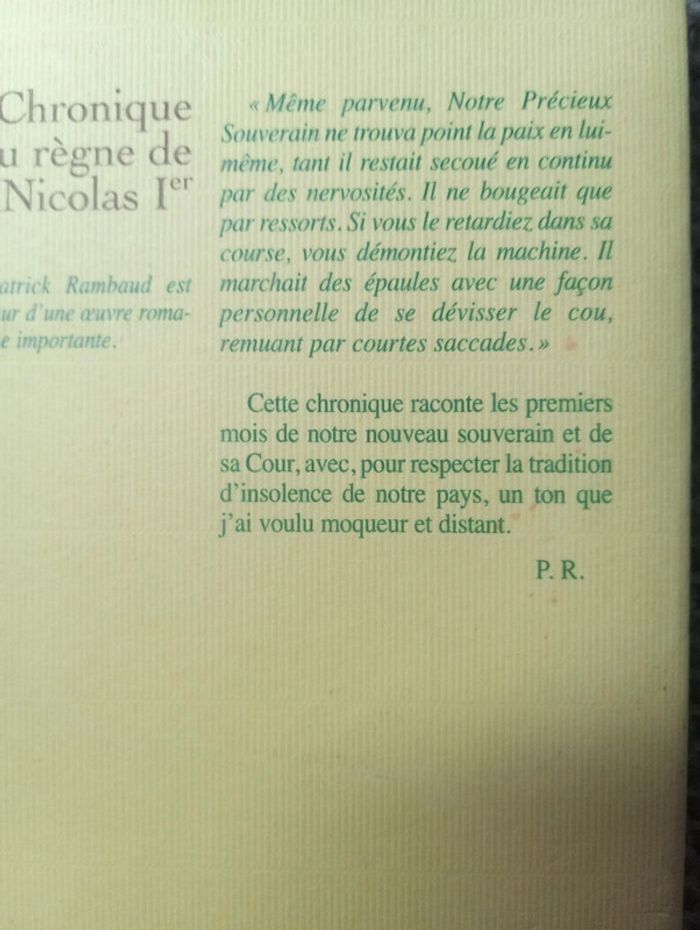 Patrick Rambaud - Chronique du règne de Nicolas Ier - photo numéro 3
