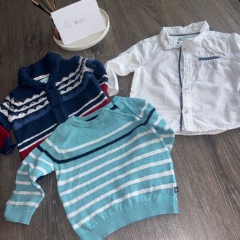 Lot pull chemise et gilet garçon 12 mois