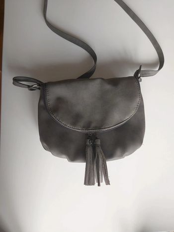 🦋 Sac bandoulière gris pompoms
