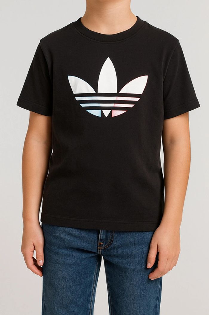 T-shirt Adidas garçon 7-8 ans • Noir logo tricolore • Très bon état