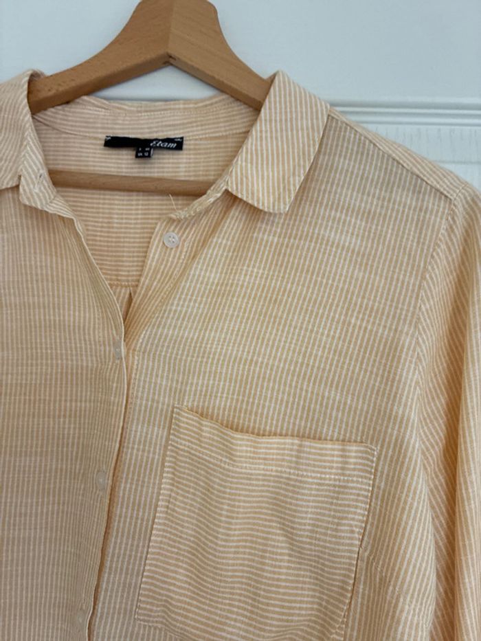 Chemise rayée Etam jaune et blanche - photo numéro 3