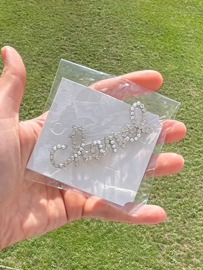 Barrette argentée strass et perle - photo numéro 2