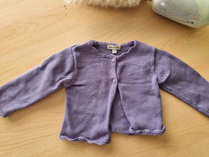 Gilet violet grain de blé 6 mois