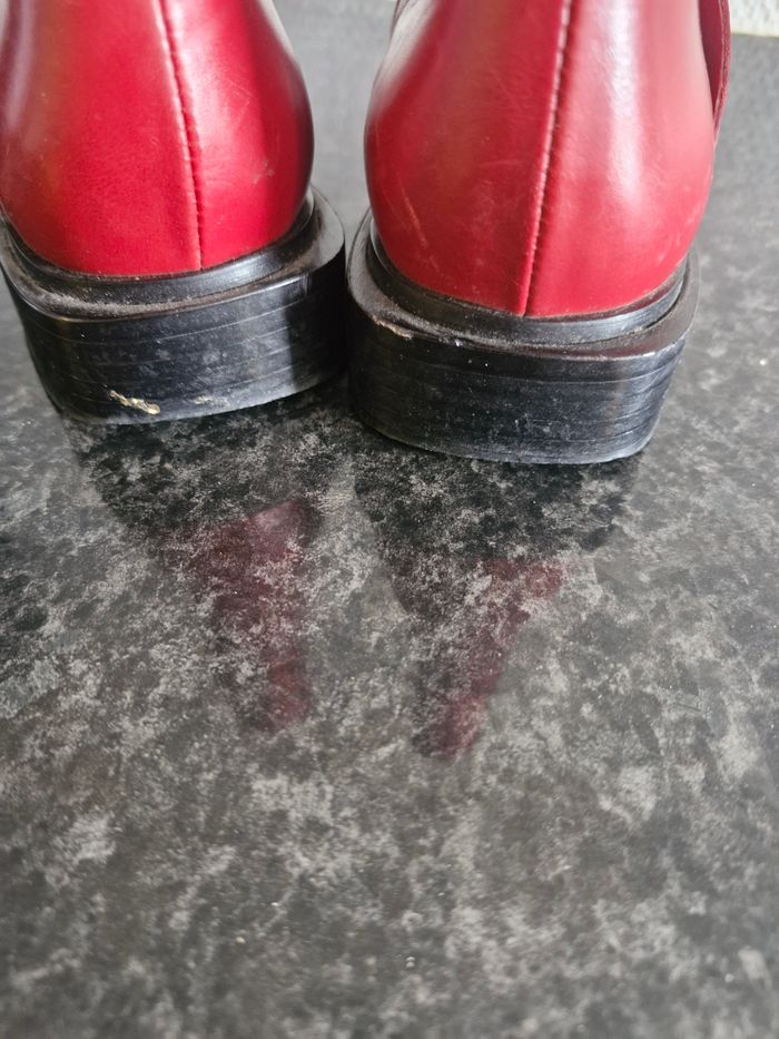 Botte en cuir véritable rouge cop copine - photo numéro 3