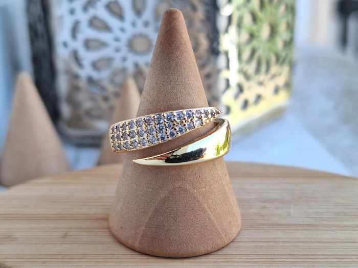 Bague ouverte avec strass design Griffe en Acier Inoxydable Bague de fiançailles pour femmes