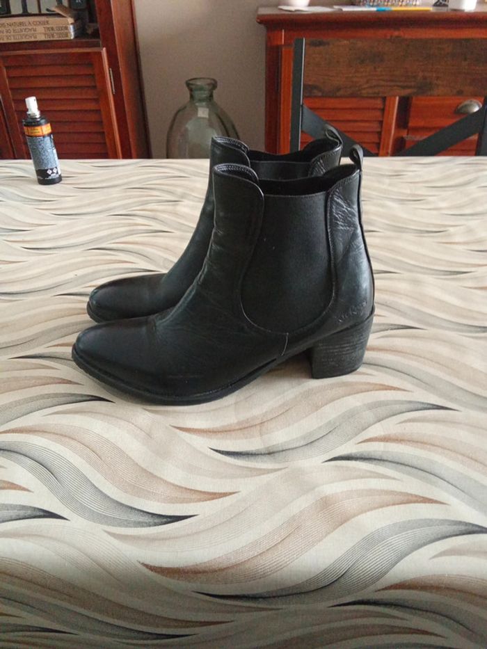Bottines à talons noires en cuir Kickers 39 - photo numéro 4
