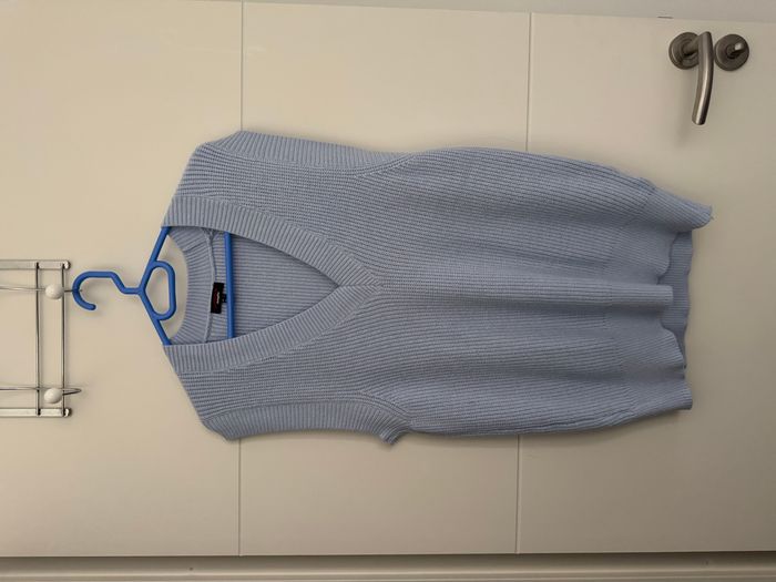 Pull sans manches en maille côtelée bleu Jennyfer - photo numéro 4