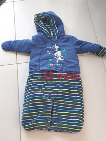 1 combi pilote bleu  12 mois bien chaude en 2 parties marque orchestra
