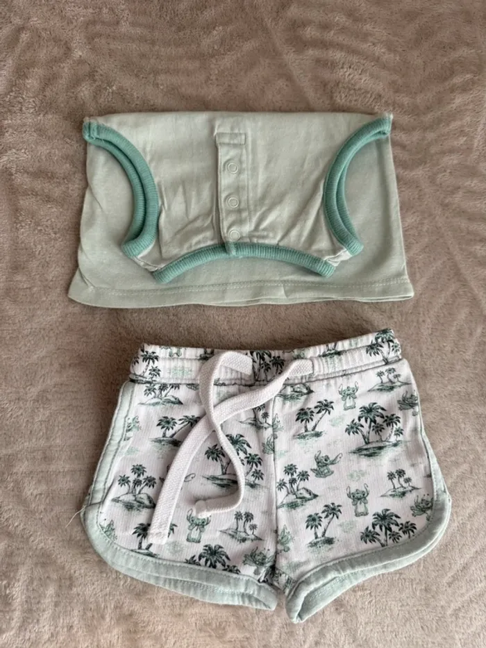 Ensemble Disney Stitch – débardeur + short – 3 mois - photo numéro 4