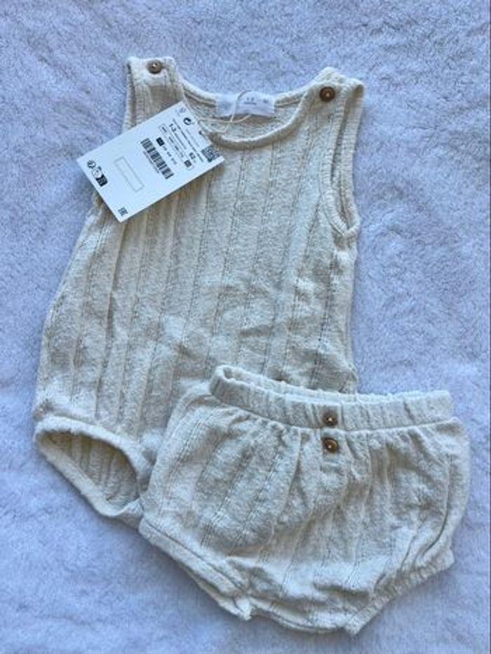 Barboteuse et short en maille 1-3mois/62cm - Zara - photo numéro 3