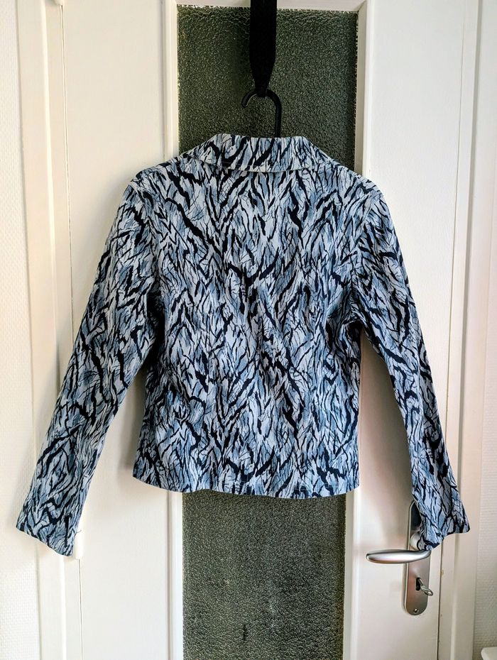 Veste blazer tailleur Gérard Darel à motifs bleu taille 40 - photo numéro 3