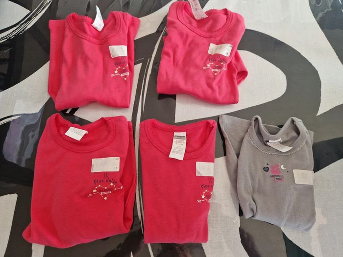 Lot 5 maillots de corps tee shirt absorba 4 ans rose et gris