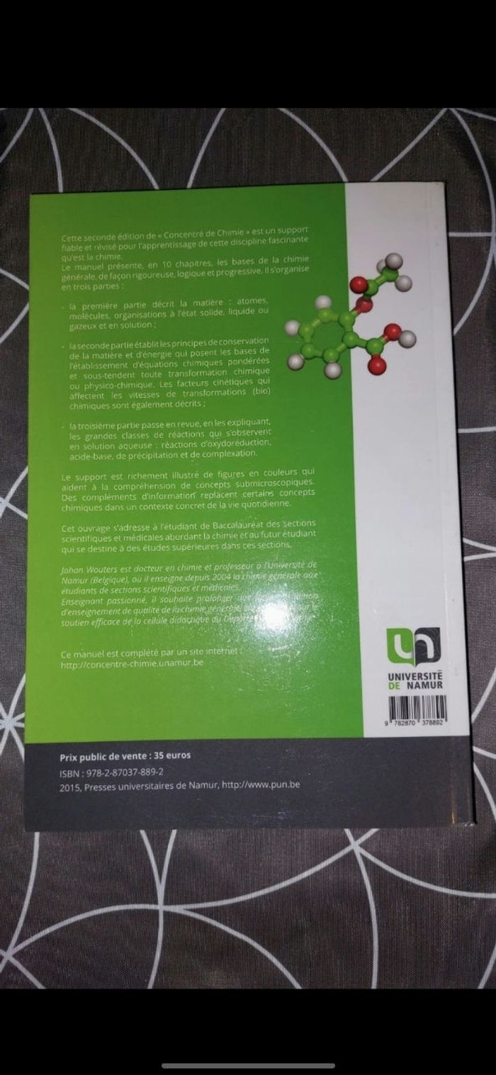 Livre chimie UNamur - photo numéro 2