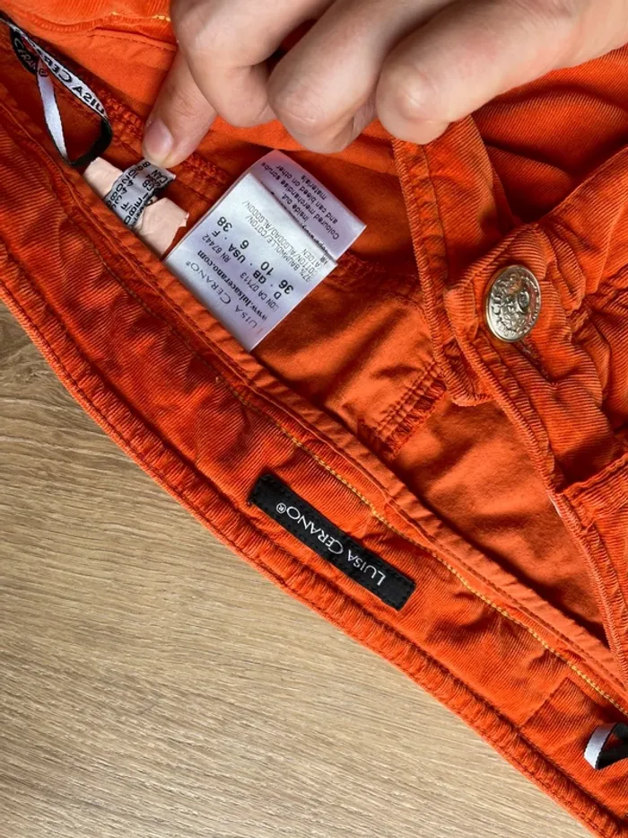 Pantalon velours orange Luisa Cerano T38 slim - photo numéro 3