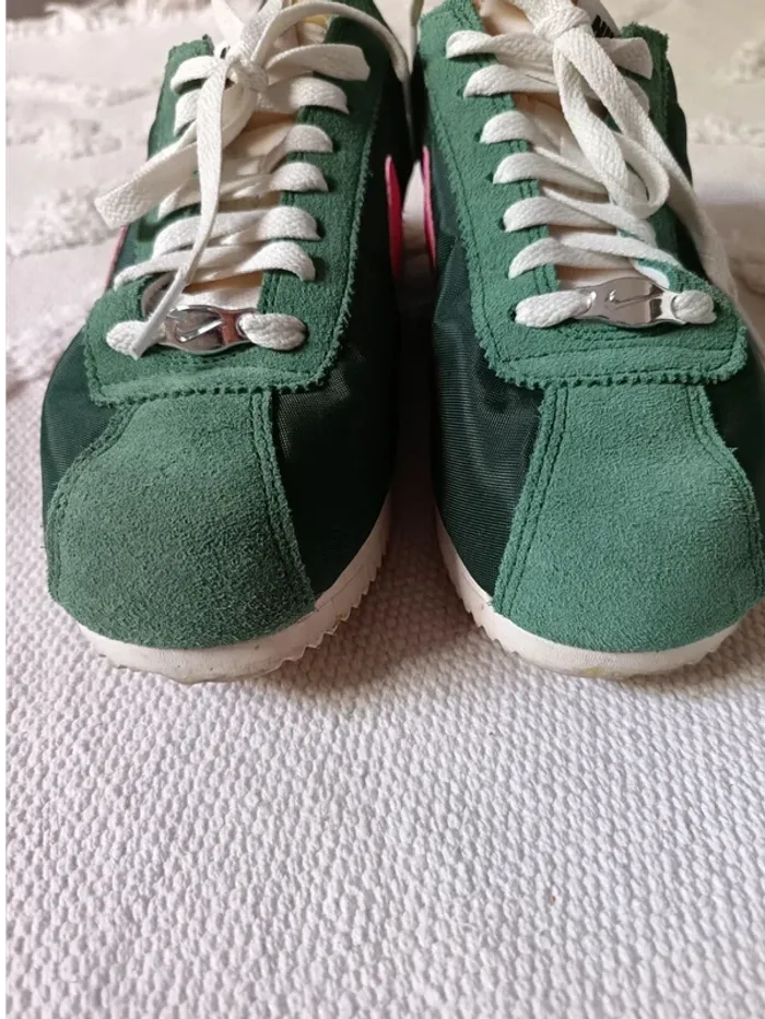 Baskets Cortez Nike vert et rose - photo numéro 7