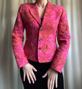 Blazer rose motifs psychédélique Kenzo vintage made in France 70s - Taille M