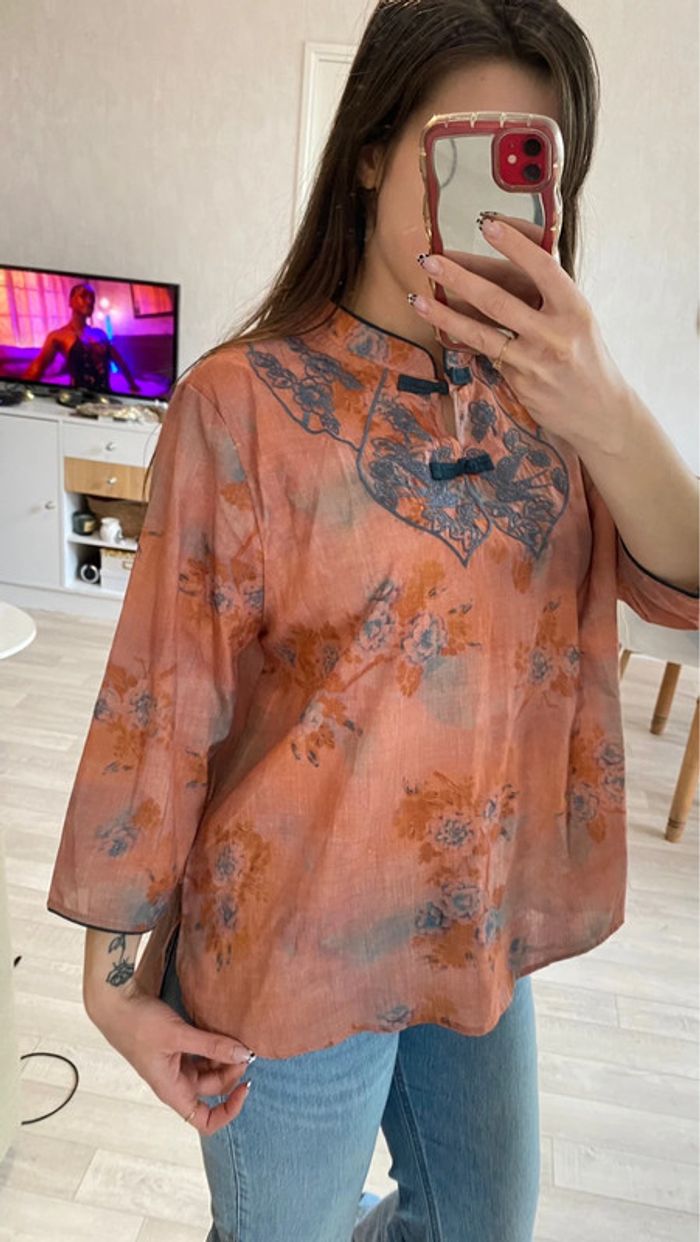 Blouse chemise manches 3/4 col Mao - photo numéro 2