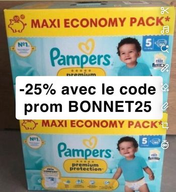 Deux carton couche economy pampers taille  5 preuim