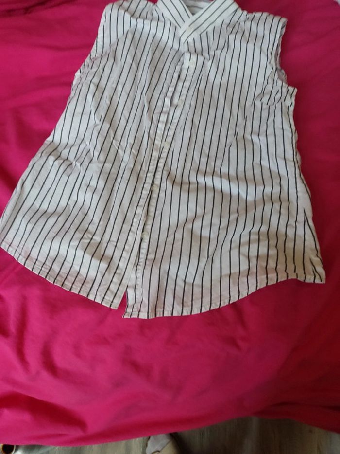 Chemisier blanc rayé sans manches 38