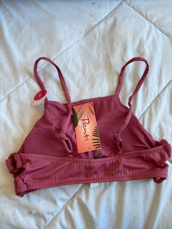 Haut de bikini maillot de bain rose foncé bordeaux penti taille XS/34 neuf - photo numéro 4