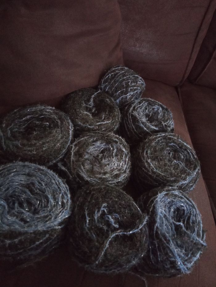 Lot de 9 Pelotes Fantaisies Tons Anthracites et Bleus (730g)