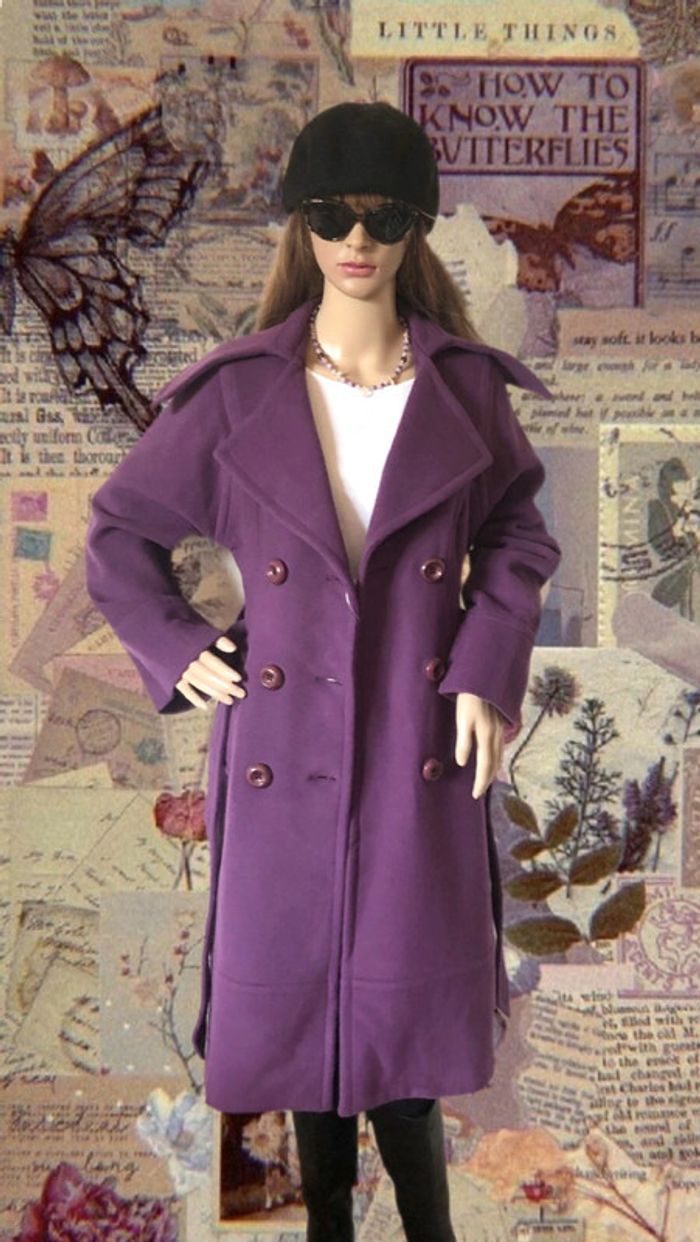 💜Superbe manteau long laine cachemire mauve neuf avec étiquette vintage 00s wool cashmere coat💜 - photo numéro 5