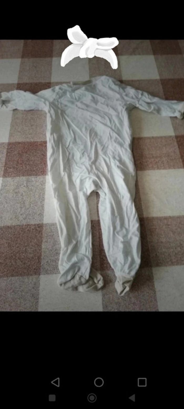 Pijama léger lapins blanc/beige ouverture devant kitchoun 12 mois - photo numéro 4