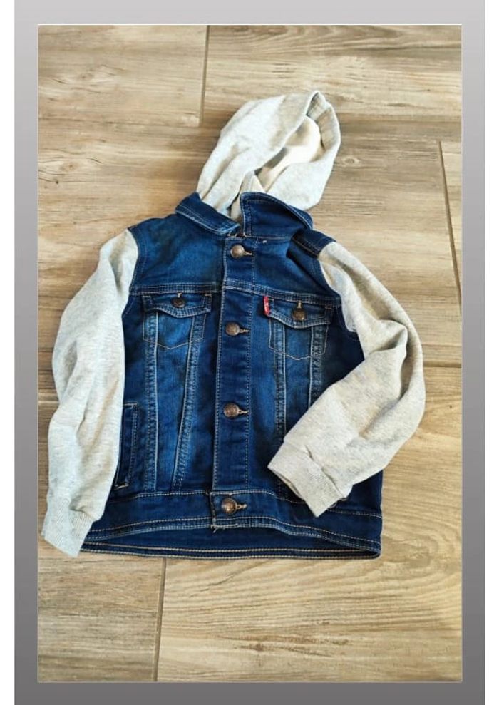 Veste en jeans à capuche bleu et gris Levi Strauss Taille 36 mois