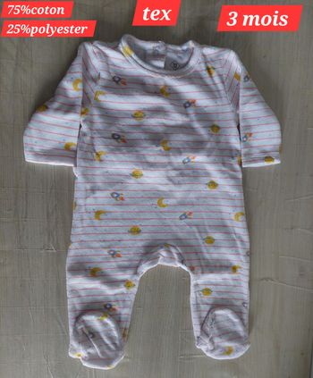 Grenouillère motif terre et lune fille 3 mois 