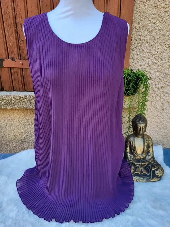 Tunique voile plissé violet blancheporte taille 42 - photo numéro 2