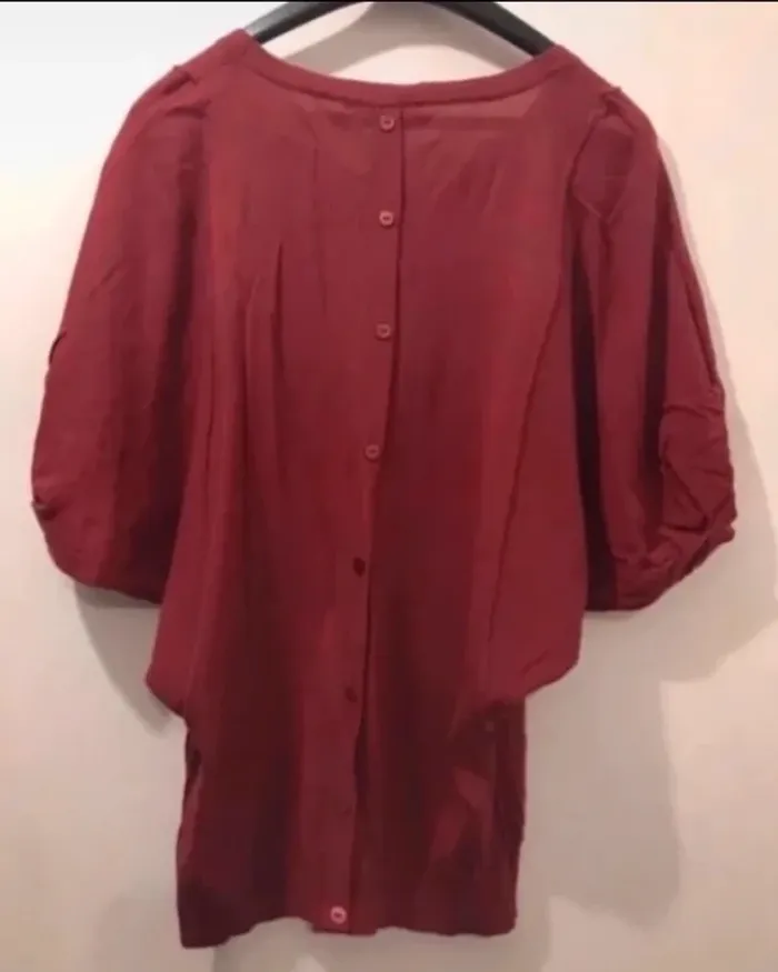 Haut femme camaïeu été très léger demie manche Bordeaux taille XL - photo numéro 2