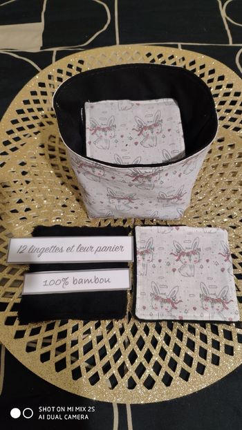 12 lingettes lavables et son panier
