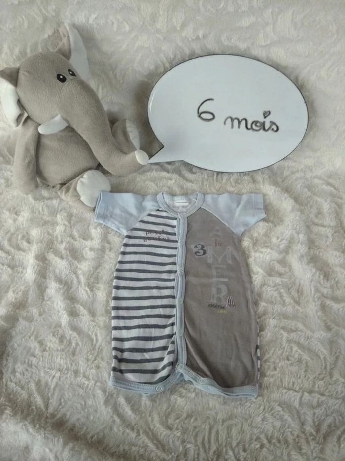 Barboteuse Combinaison été Garçon 6 mois "La mer" Absorba 100% coton