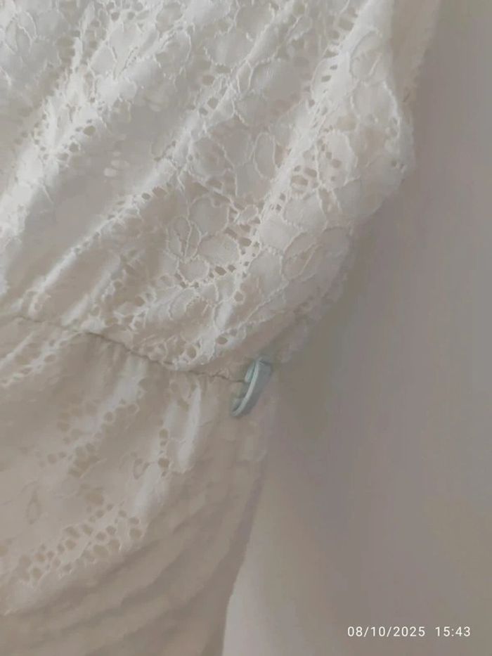 Vestido corto básico blanco con encaje talla S/M, Vintage - photo numéro 2